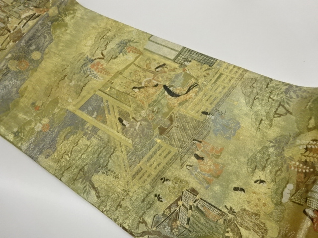 JAPANESE FUKURO OBI / GOLD FOIL / WOVEN PINE